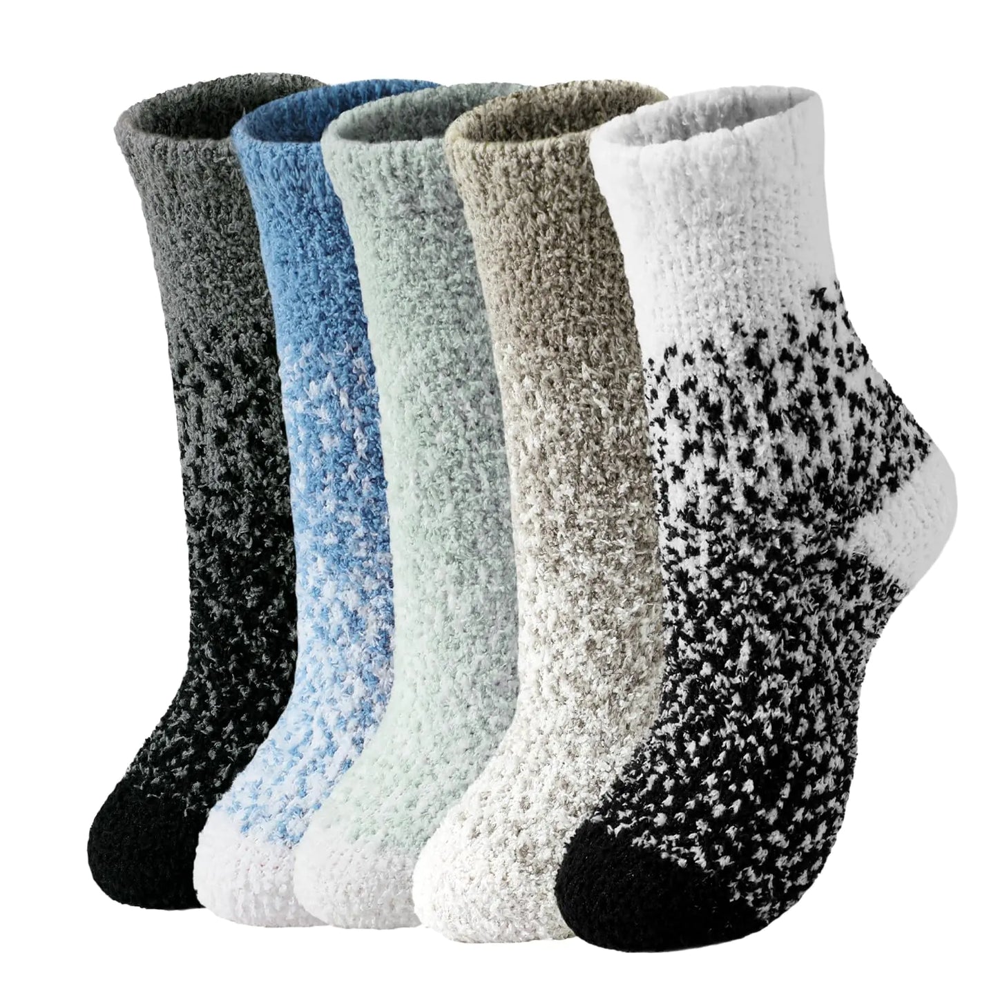 Fuzzy Socks for Women - 5 Pair Fuzzy Socks Cozy Socks Slipper Socks for Women Womens Fuzzy Socks Soft Comfort of Coral Fleece Dark Gradient