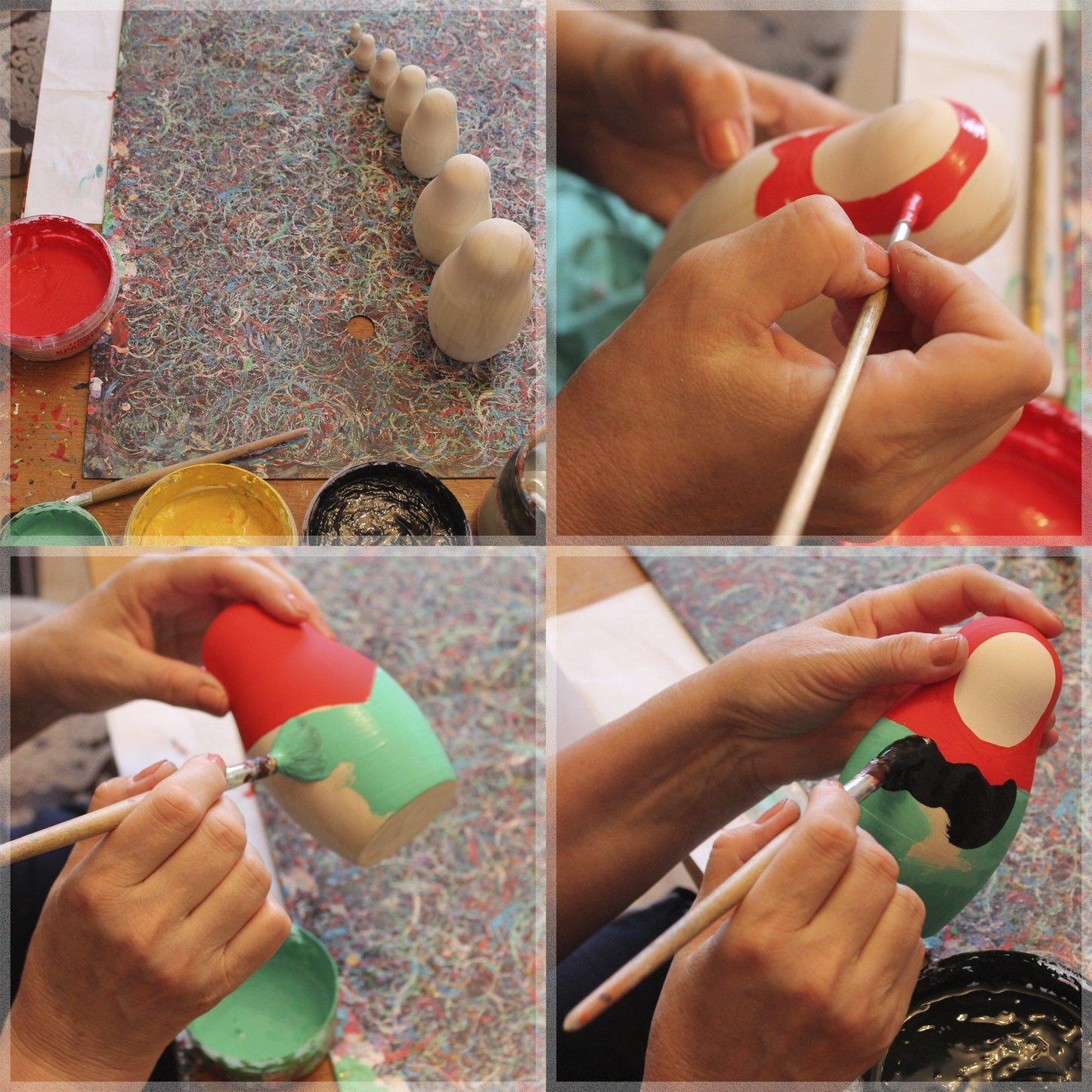 Unpainted Nesting Dolls DIY 7 Pcs Matryoshka Nesting Dolls Blank DIY Unfinished