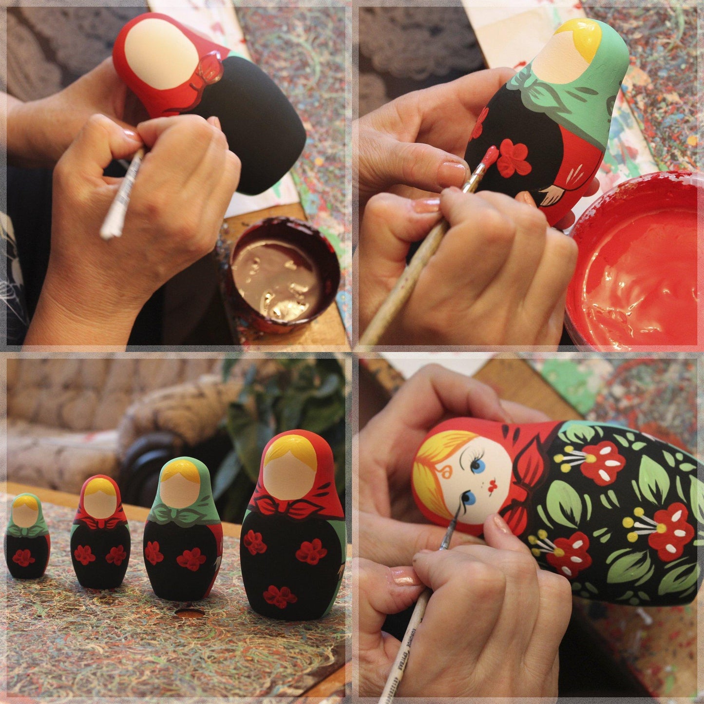 Unpainted Nesting Dolls DIY 7 Pcs Matryoshka Nesting Dolls Blank DIY Unfinished