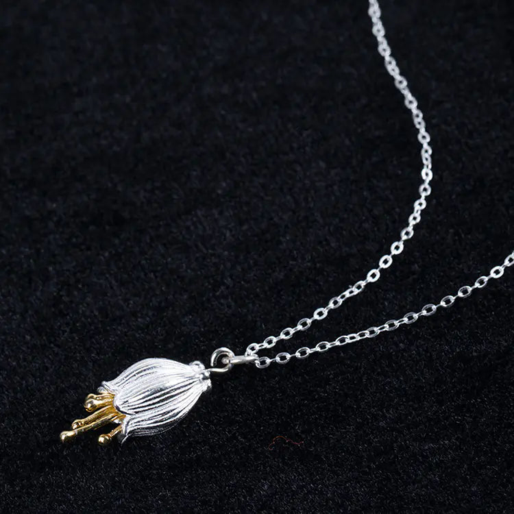 S925 Silver Flower Pendant Vintage Style Necklace