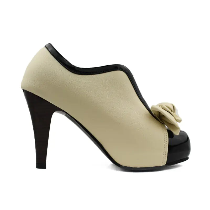 Women's Color Block High Heels with Bow Design